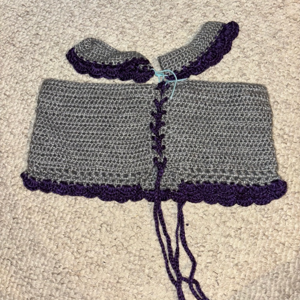 Gray and Purple Crocheted Top